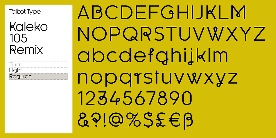 Highlighting the Kaleko 105 Remix font family.