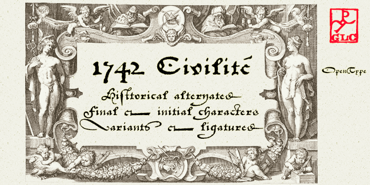 Displaying the beauty and characteristics of the 1742 Civilite font family.