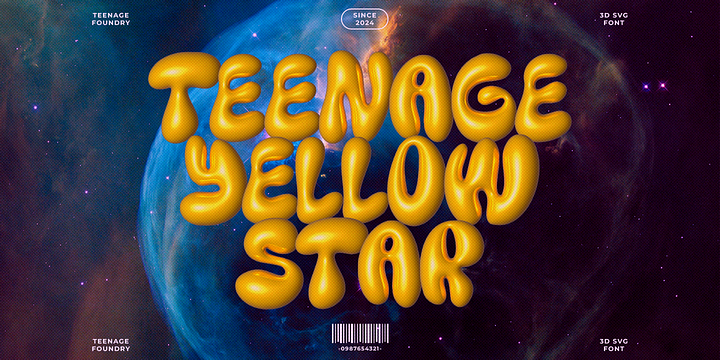 Teenage Yellow Star font family by Teenage Foundry