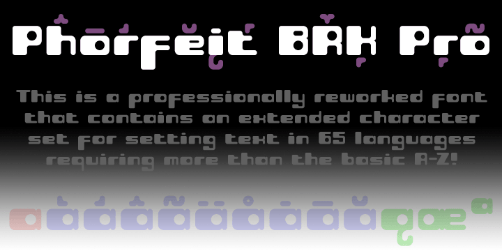Phorfeit BRK Pro font family sample image.