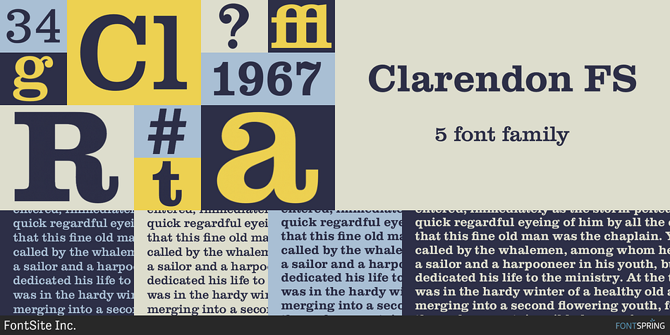 Emphasizing the popular Clarendon FS font family.