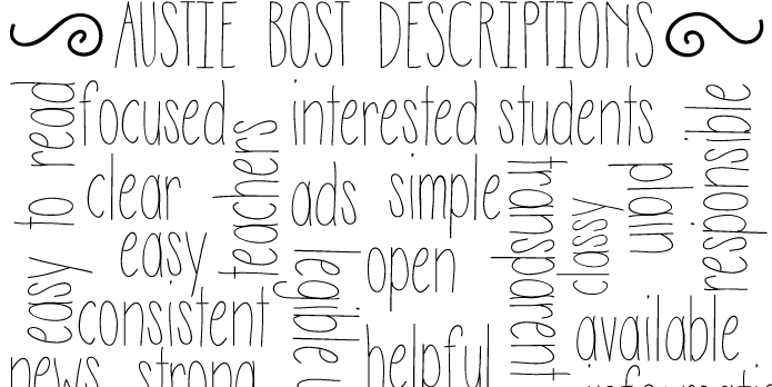 Austie Bost Descriptions is a great, basic, legible, handwritten font.