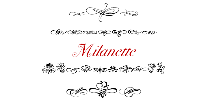 Milanette is a set of 74 original vignettes designed by calligrapher Lyudmila Mikhailova.