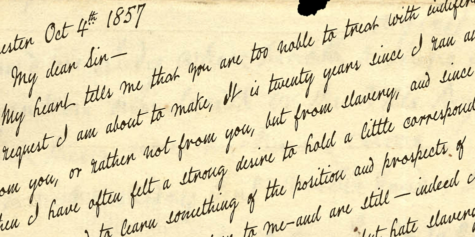 Douglass also had fine penmanship: he wrote swiftly and boldly in a handsome, somewhat condensed cursive.