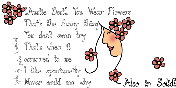 Displaying the beauty and characteristics of the Austie Bost You Wear Flowers font family.