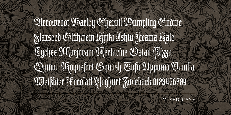 In addition to exuberant, swashy capitals and crisp, rhythmic lowercase letters, Brilliance offers a set of unique small capitals modeled on condensed Roman lettershapes.