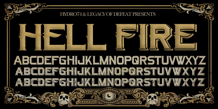 Displaying the beauty and characteristics of the Hellfire font family.