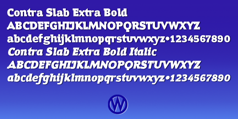 Contra Slab font family example.