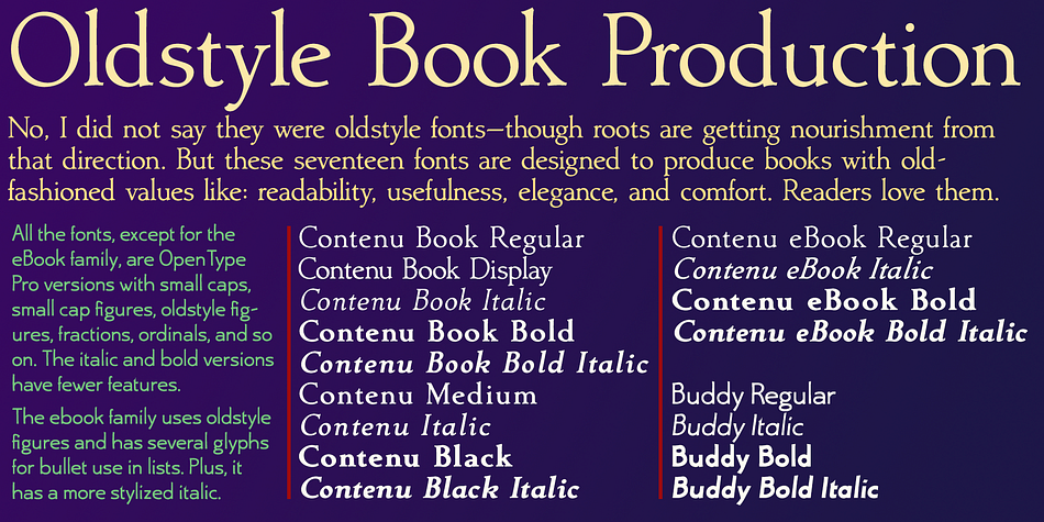  Oldstyle Book Production font collection, a  sans serif & serif collection by Hackberry Font Foundry.