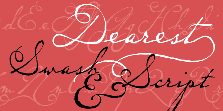 Dearest is a distinct flowing script based on handwritten characters found in a 19th Century German book chronicling a history of the Middle Ages Originally released in 2001 as a set containing two styles, Script and Swash, Dearest is now expanded in 2014 as a pro font with several hundred new characters including support for Central European, Cyrillic and Greek languages.