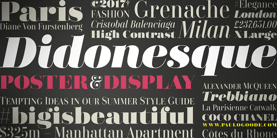 Emphasizing the favorited Didonesque font family.