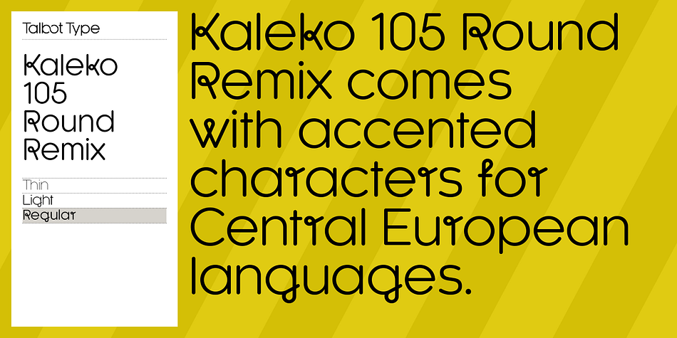Kaleko 105 Round Remix font family example.