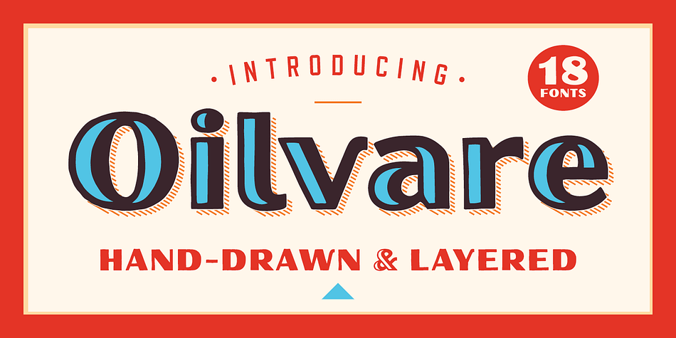 Oilvare is a hand-drawn, layered typeface family inspired by vintage painted signs and oil cans.