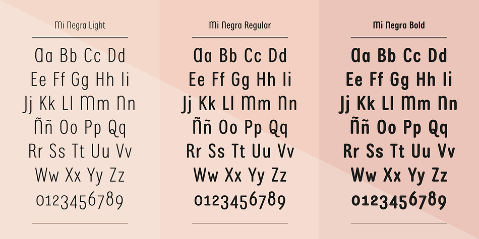 The font designer of Mi Negra tells that every time she needed to provide some text data (i.e.