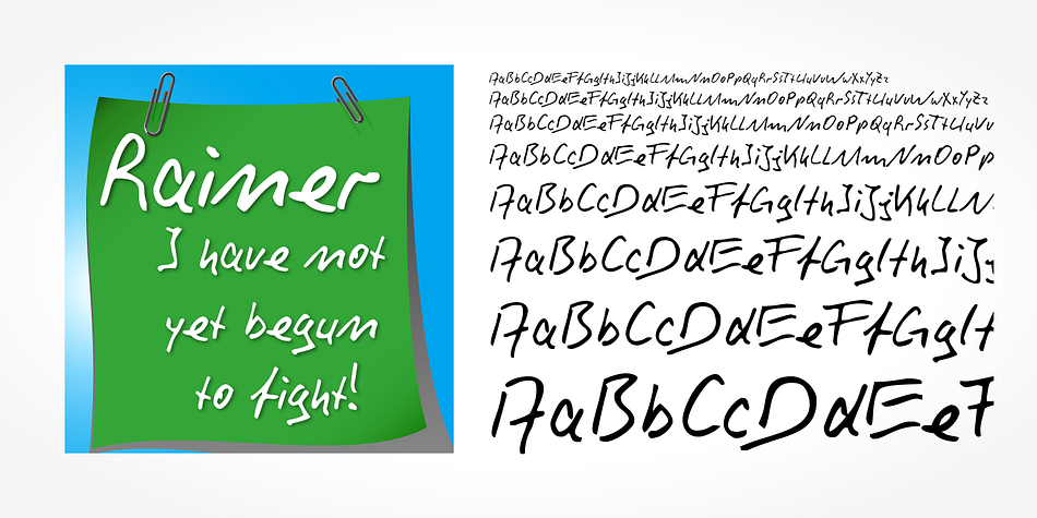 “Rainer Handwriting” is a beautiful typeface that mimics true handwriting closely.