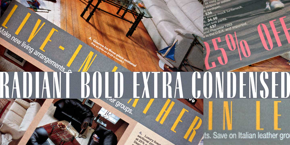 Radiant CT Extra Cond font family sample image.
