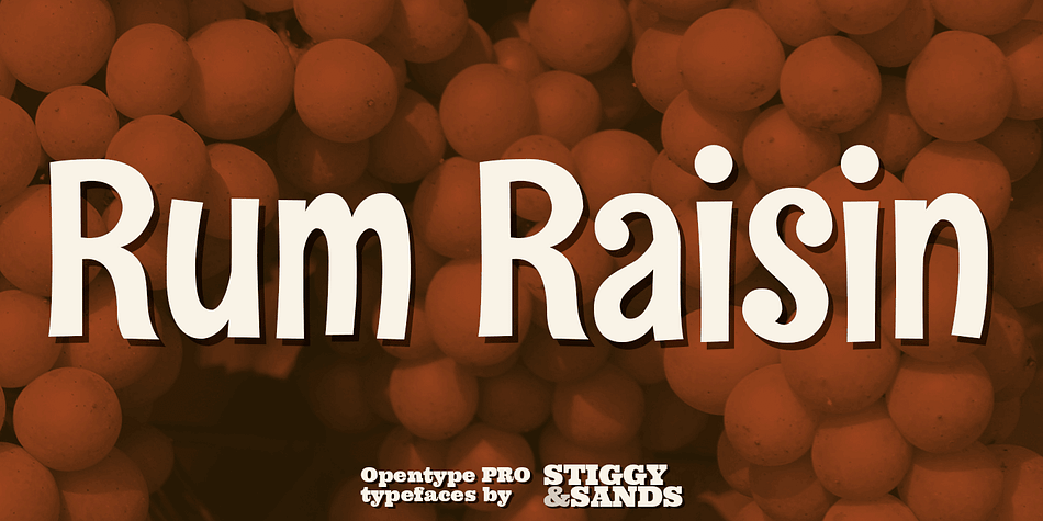 Rum Raisin Pro was inspired by the lettering from a vintage Kellogg’s Raisin Bran cereal box, yet is has expanded from what was originally a unicase design to include a lowercase character set.