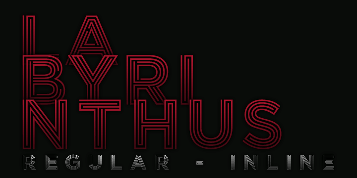 LABYRITHUS regular and inline, is a decorative font, it works well as an identity logo type, poster and 3d works.