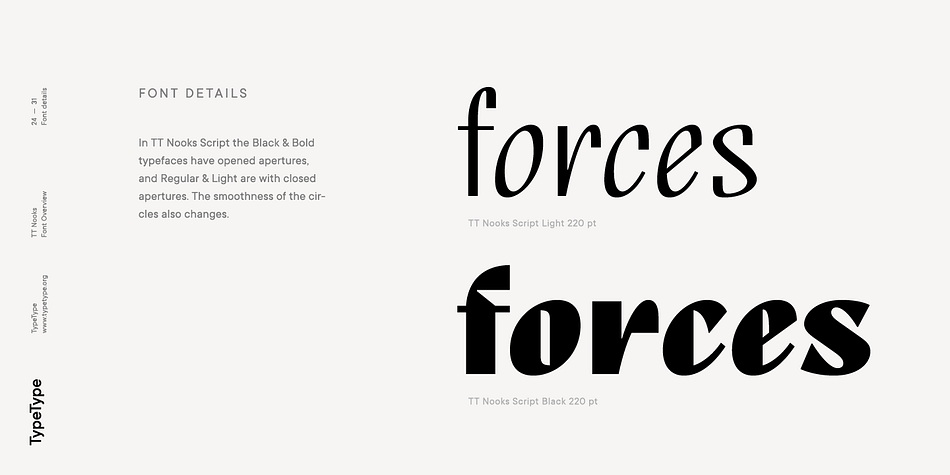 TT Nooks font family sample image.