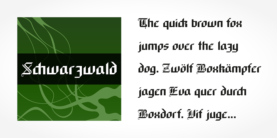 If you want to communicate a feeling of old-world quality or nostalgia, blackletter fonts are the preferred choice - use them on signs, in brochures or on invitation cards.