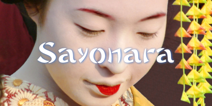Displaying the beauty and characteristics of the Sayonara font family.