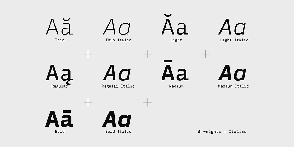 Using the proportional typeface as the reference details are carefully drawn into specially chosen characters to help improve center alignment, function, and readability.