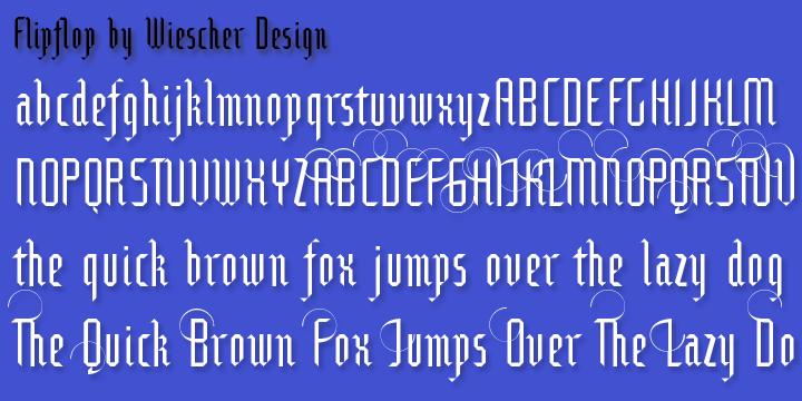 This font makes the impression to be a blackletter font (Fraktur) but it really only is little squares and triangles stuck together in a flip or flop way to form the glyphs.