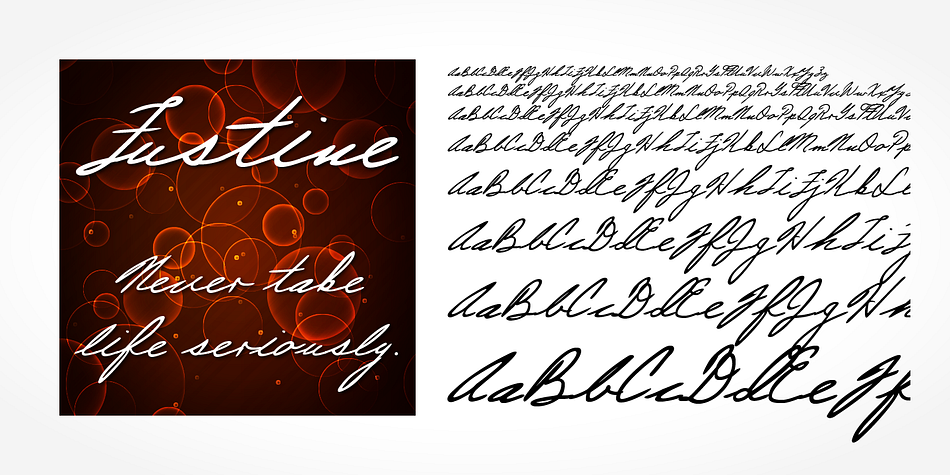 “Justine Handwriting” is a beautiful typeface that mimics true handwriting closely.
