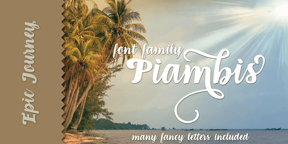 Piambis is a handwritten font family that boasts a great variety of glyphs - many of which are fancy
alternates for standard letters (shown in preview box above).