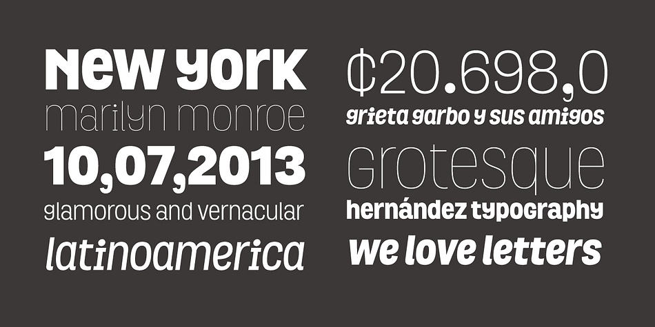 Grota font family example.