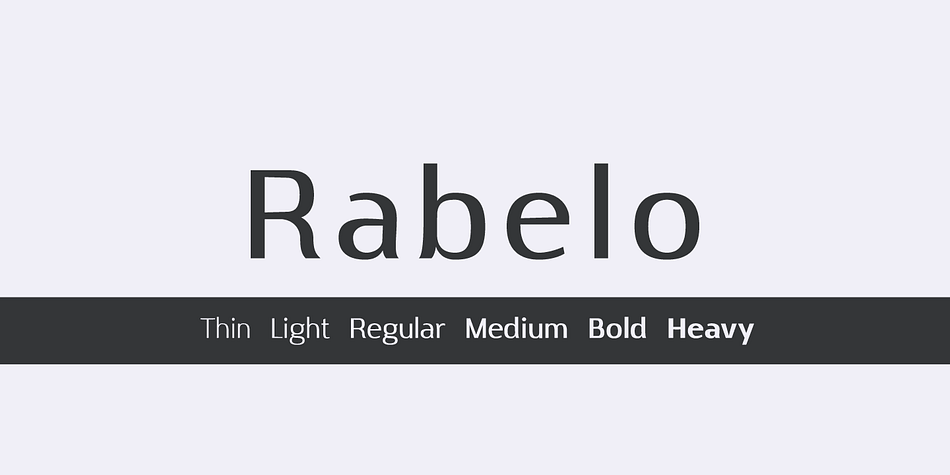Rabelo font is an elegant sans serif, comes in six weights and is very readable.