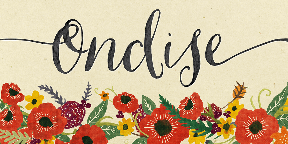 

Ondise is a curvy and warm hand-lettered calligraphy script with a natural, dancing baseline.