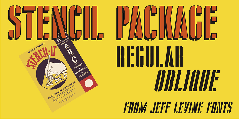 Stencil Package JNL has its design roots in the brand name hand-lettered on the paper sleeves for the short-lived Stencil-It line of lettering guides produced in 1955 as a direct competitor to Stenso Lettering Guides.