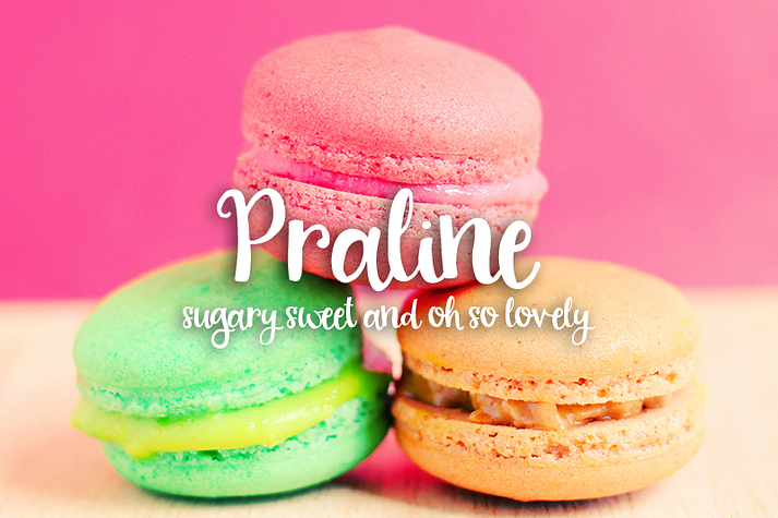 Displaying the beauty and characteristics of the Praline font family.