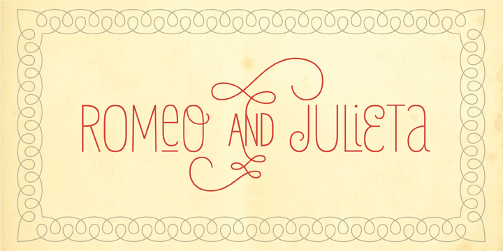 Julieta is a condensed, unicase typeface full of swashy love.