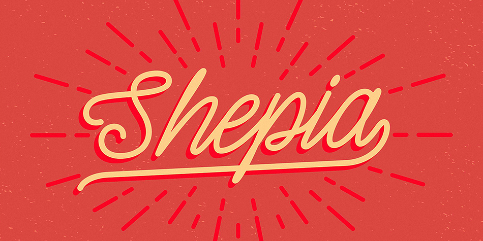 Shepia is a monoline cursive handwriting.