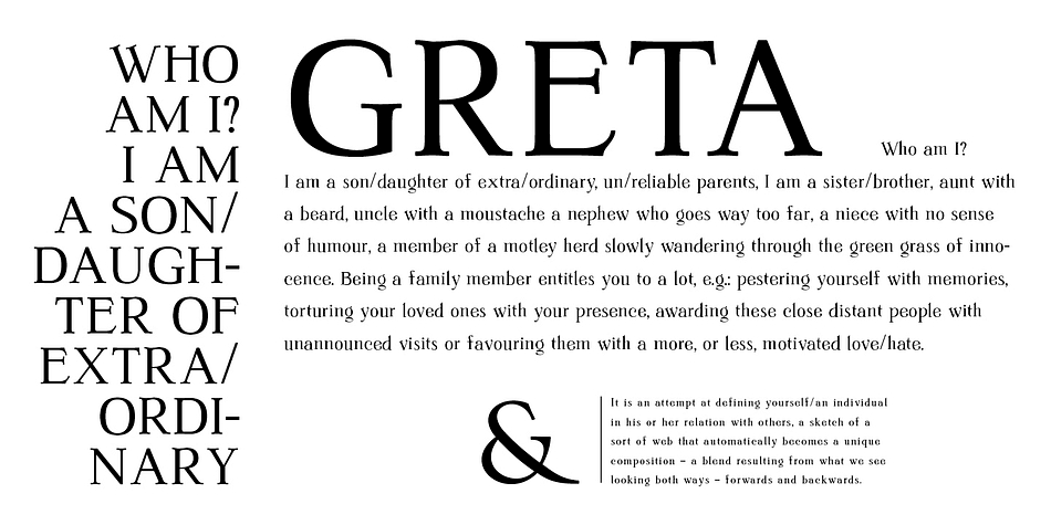 Font Greta is designed in two versions - lower and uppercase characters.