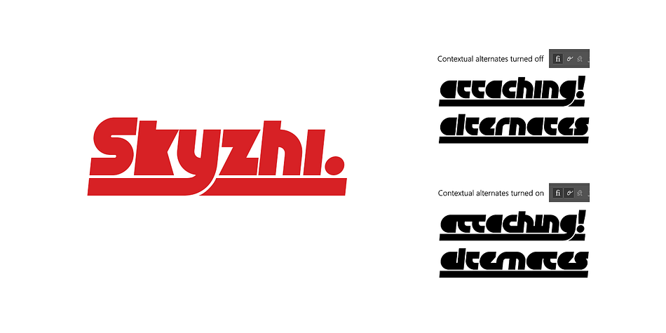 Displaying the beauty and characteristics of the Skyzhi font family.
