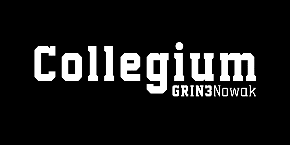 The Collegium is a font family inspired by college and university sportswear lettering.