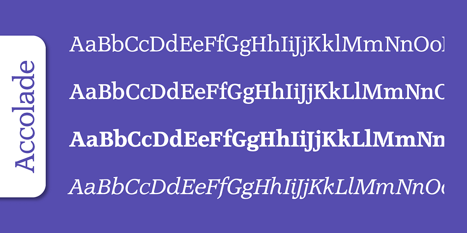 Accolade Serial font family sample image.