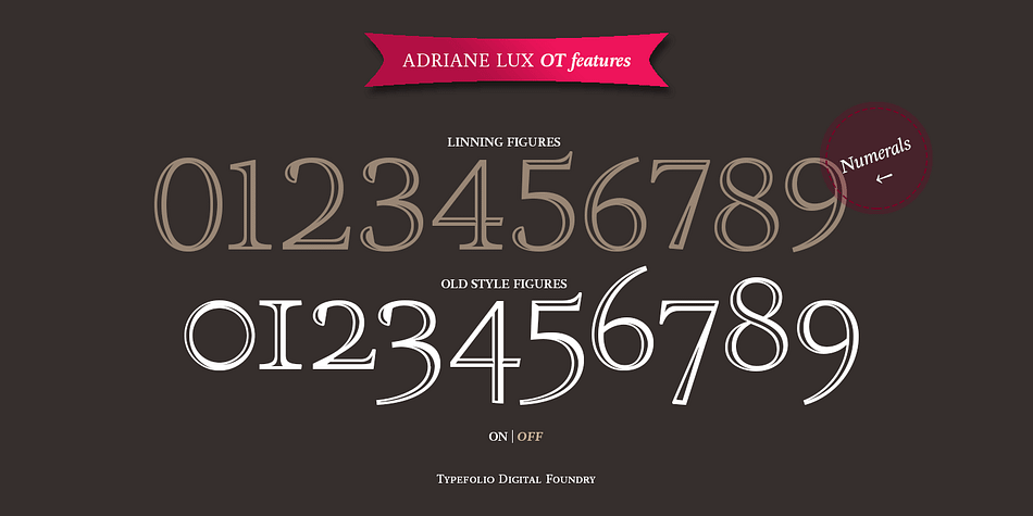 Highlighting the Adriane Lux font family.