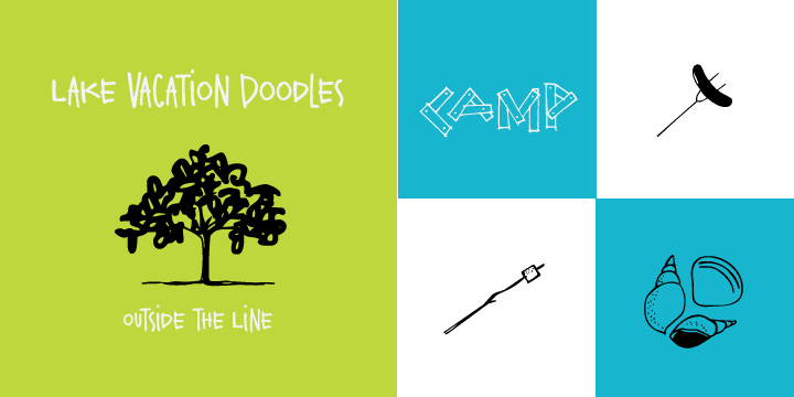 Highlighting the Lake Vacation Doodles font family.