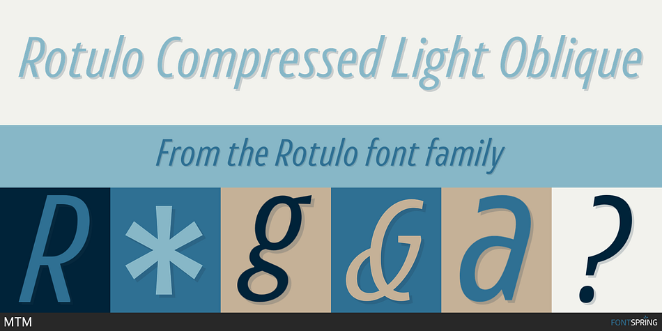 Rotulo Compressed Light Oblique Font