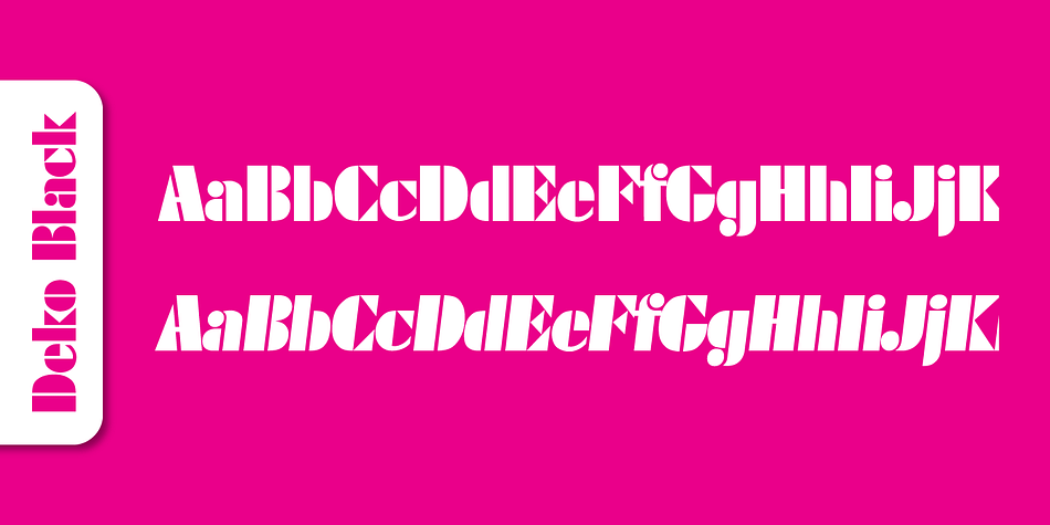 Deko Black Serial font family sample image.