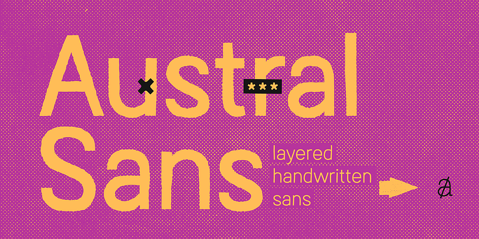 Austral Sans is a hand-drawn layered font designed by Antipixel.
