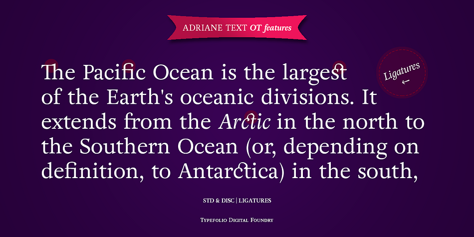 Displaying the beauty and characteristics of the Adriane Text font family.