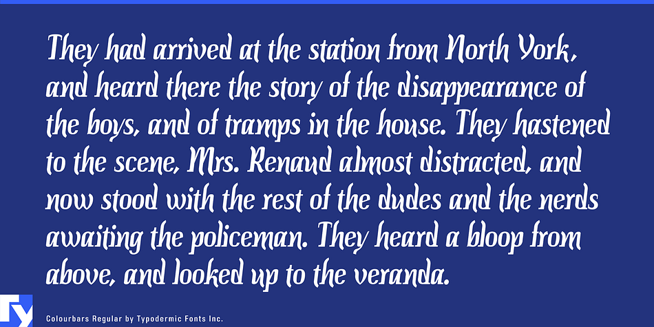 Highlighting the Colourbars font family.