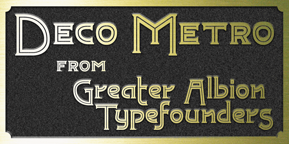 Deco Metro is a 1920s and 30s inspired display family, ideal for posters, banners, book covers and other promotional work.