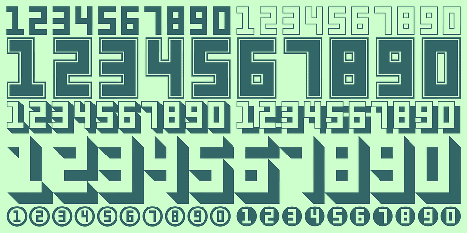 Display Digits is a a ten font family.