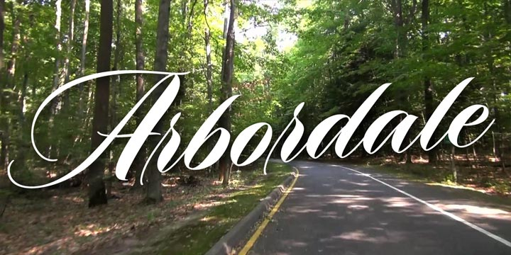 A calligraphic script with roots in the midwest, Arbordale™ communicates with casual confidence.